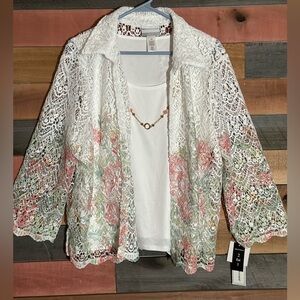 English Garden Floral Border Lace Two in One Necklace Top